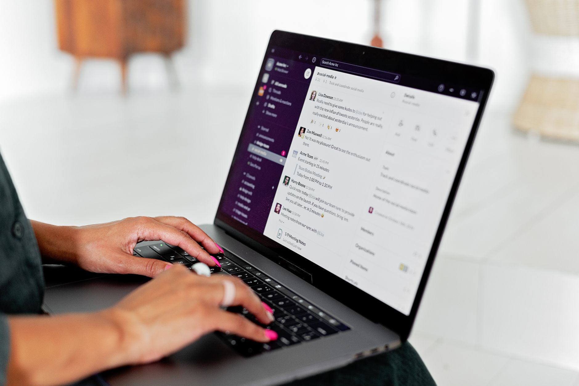 A person configuring a ChatGPT and Zapier automation on a laptop with a chat interface visible